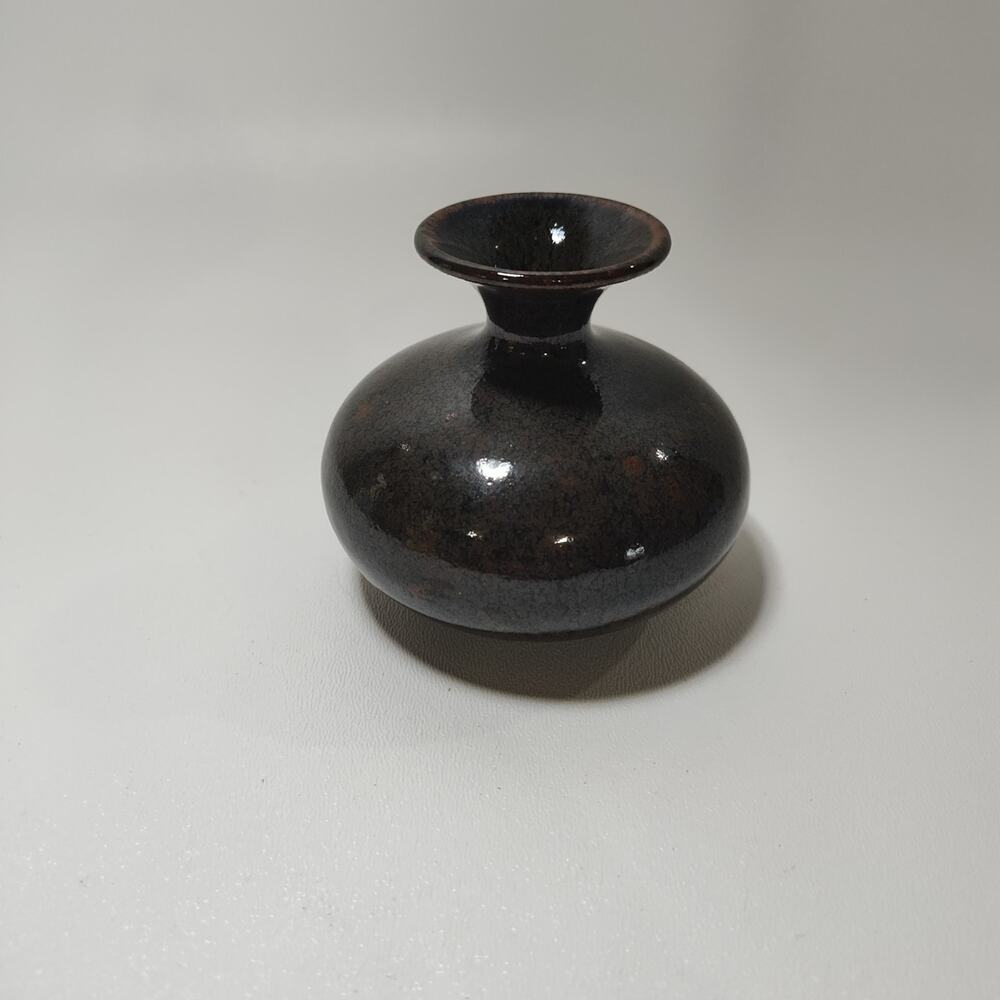 Vintage Mini Pottery Vase 3" Glazed Signed